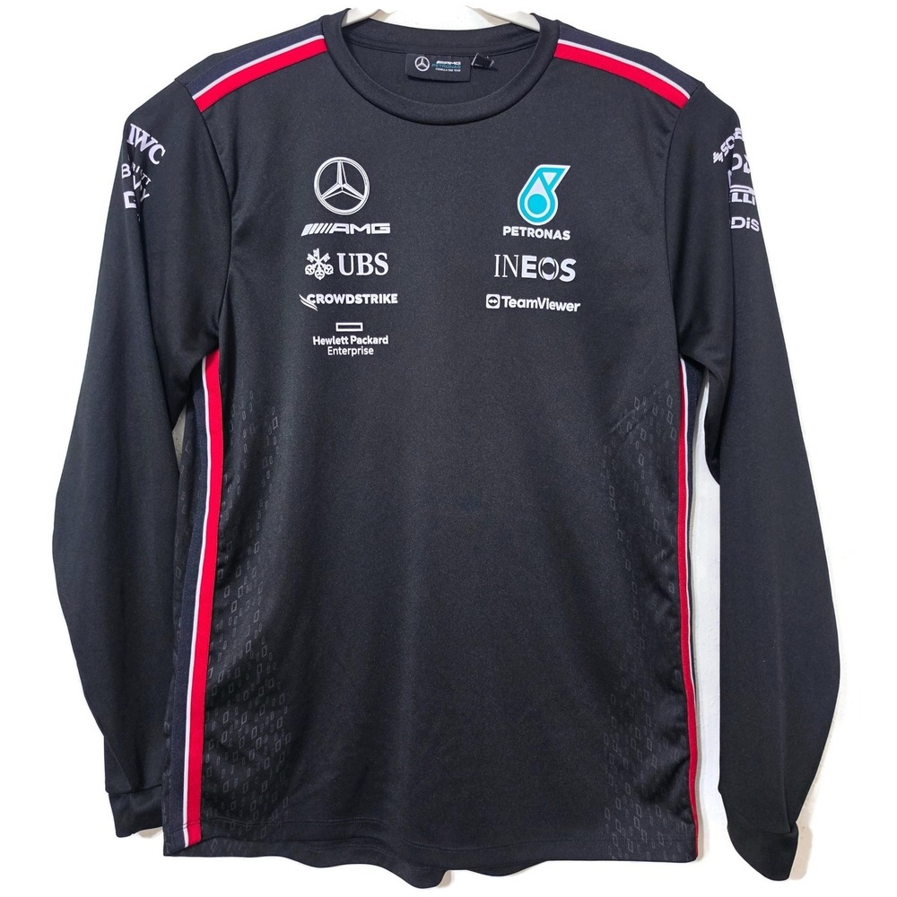 Mercedes AMG Petronas Formula One Team Shirt Mens Medium Black F1 Long Sleeve